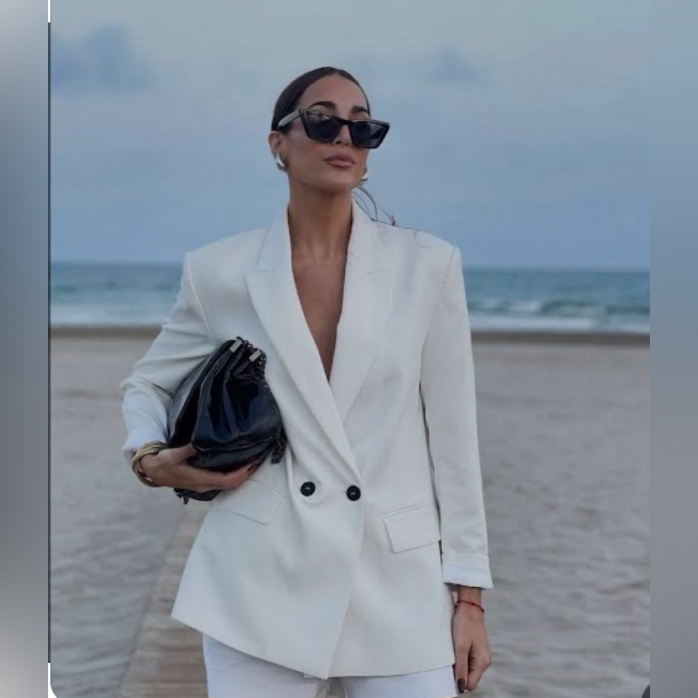 NWT Zara Double Breasted Blazer in Ivory
